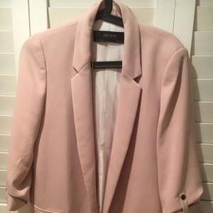 Zara basics collection soft pink blazer.